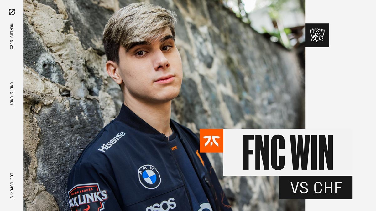 Worlds 2022: Fnatic picks up another win against Chief Esports Club in one-sided match